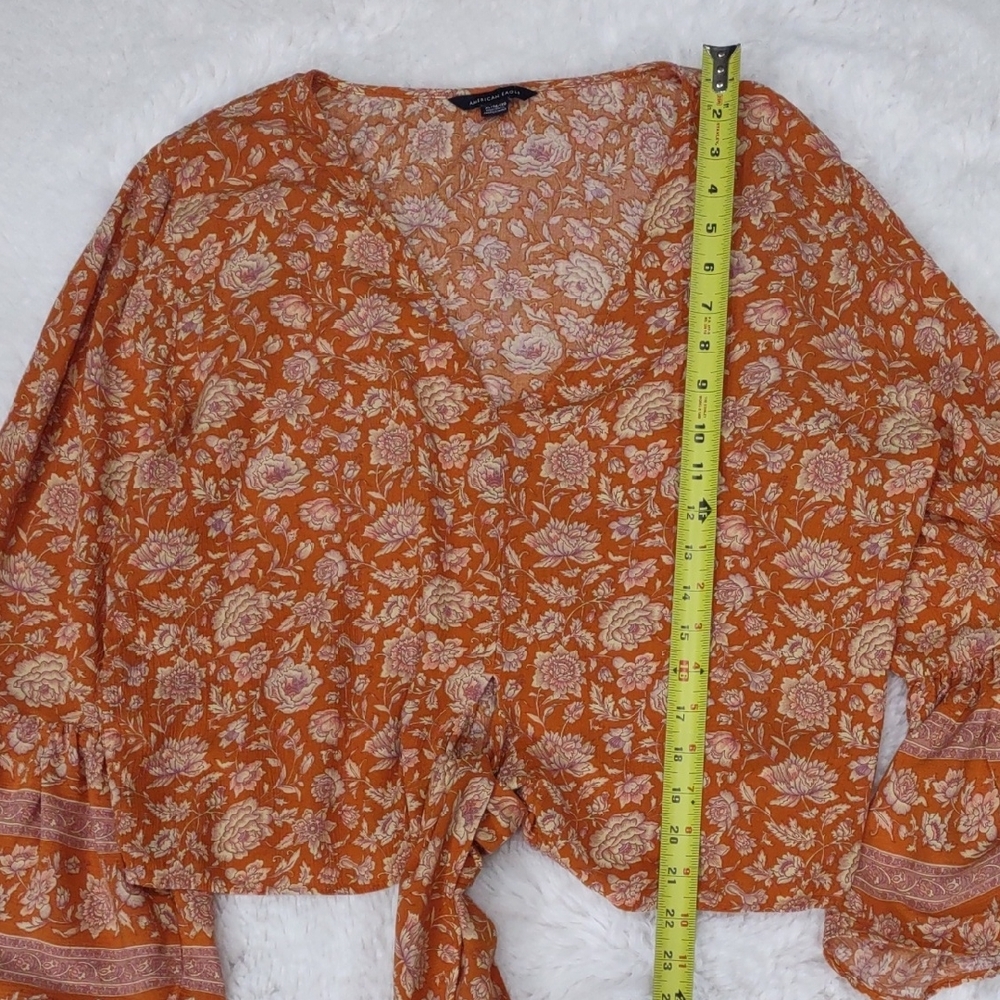 American Eagle Floral Orange Women's Top - Picture 12 of 16